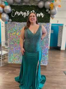 sexy one cold shoulder sequins thigh high front slit plus size prom dress for Curvy it girls near me Minster, OH