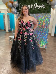 all over sequined spaghetti strap plus size curvy girl scoop neck fit and flare skit prom dress 2024 near me Minster, OH