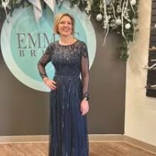 long sleeve fully beaded navy mother's dress