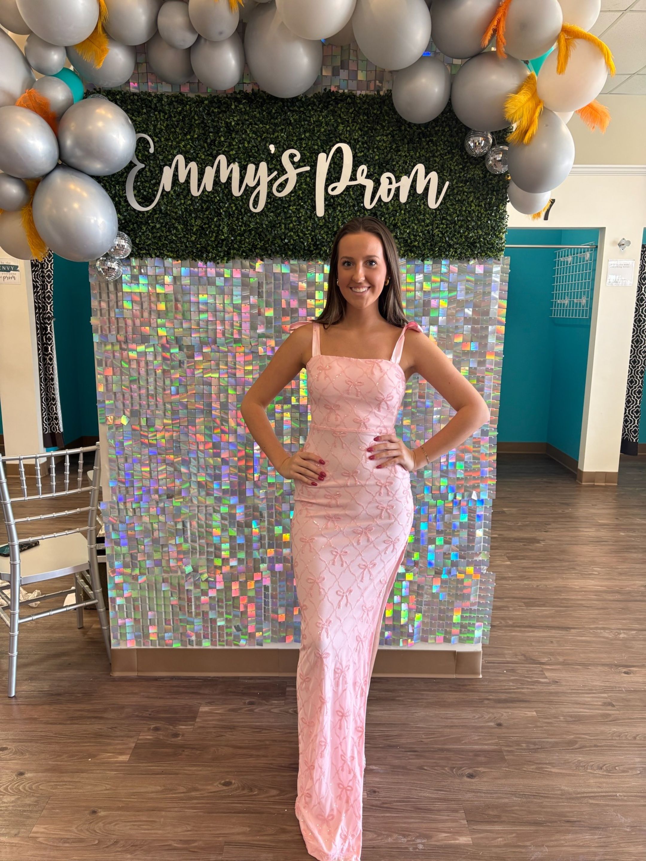 trendy sexy bow detail pink prom dress looks for less prom 2026 only at Emmy's Bridal