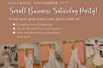 small business Saturday party at Emmy's Bridal, local vendors save on bridal wedding dress mothers gowns, accessorries