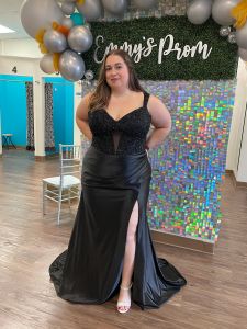 curvy plus size sexy blue shimmer prom dress with tank straps and a-line skirt near me lace design on top