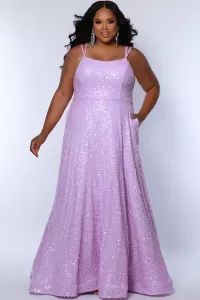 all over sequined spaghetti strap plus size curvy girl scoop neck fit and flare skit prom dress 2024 near me Minster, OH