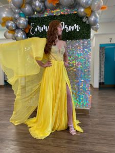 Johnathan Kayne 2710 Be the it girl n this metallic jersey gown, side cut-outs train sexy black prom dress