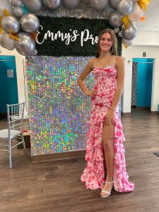 Kate in Portia and Scarlett sequined prom dress sexy and unique with lace appliques